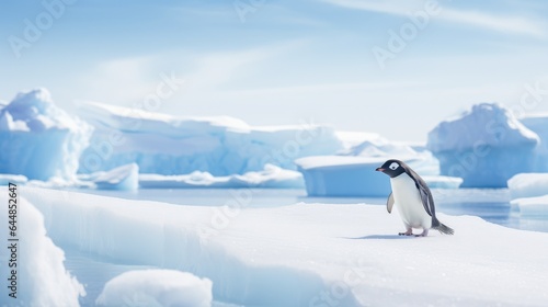 Penguins walking on ice  AI generated Image