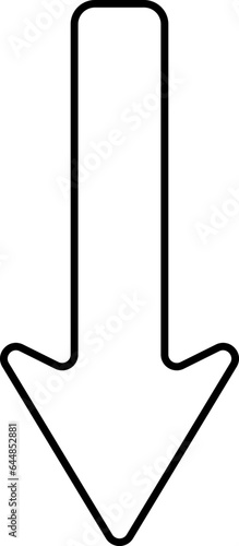 Black Outline Illustration Of Down Arrow Icon.