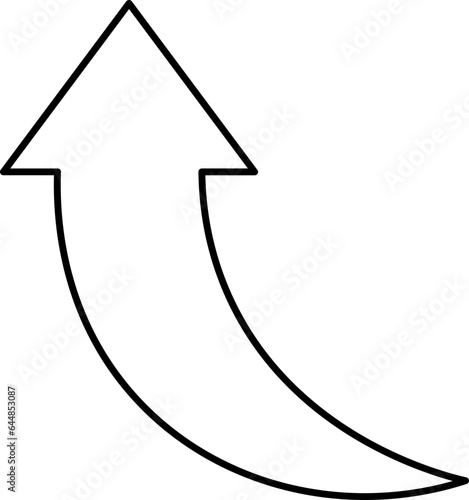 Left Curve Up Arrow Icon In Black Outline.