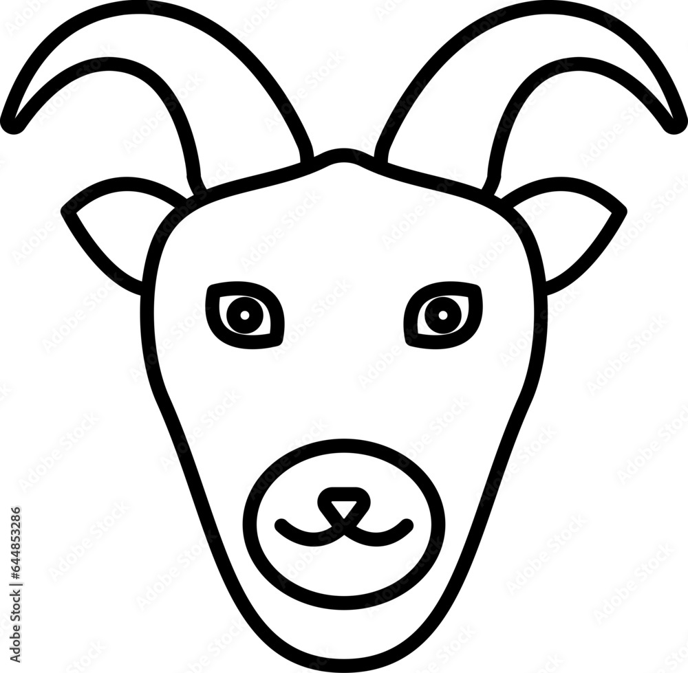 Ram Animal Face Icon Or Symbol In Line Art. Ram Animal Face Icon Or Symbol In Line Art.