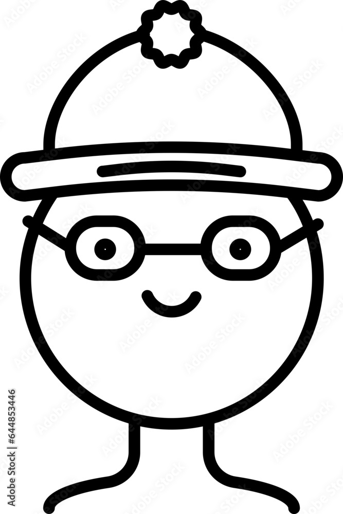 Eye Glasses And Beane Hat Wearing Cute Boy LIne Art Icon Eye Glasses And Beane Hat Wearing Cute Boy LIne Art Icon