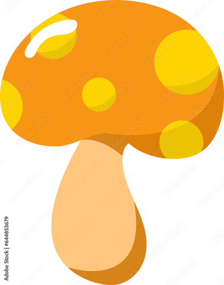 Yellow And Orange Mushroom Icon In Flat Style. Yellow And Orange Mushroom Icon In Flat Style.