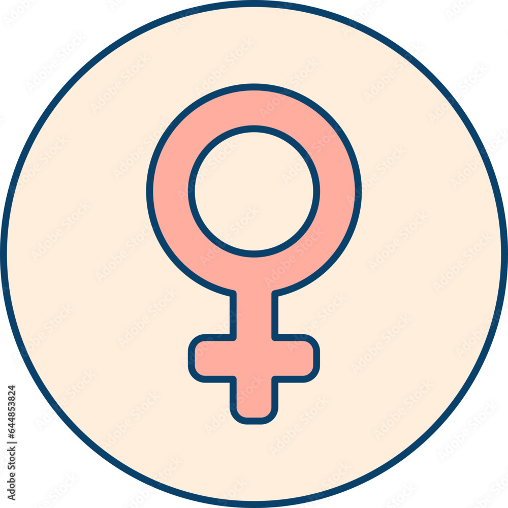 Female Gender Icon In Red Color. Female Gender Icon In Red Color.