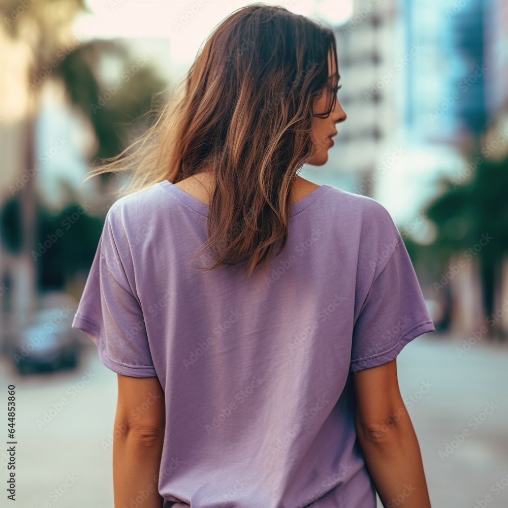Illustration of a fashion portrait with plain t-shirt mockup, AI Generated Illustration of a fashion portrait with plain t-shirt mockup, AI Generated