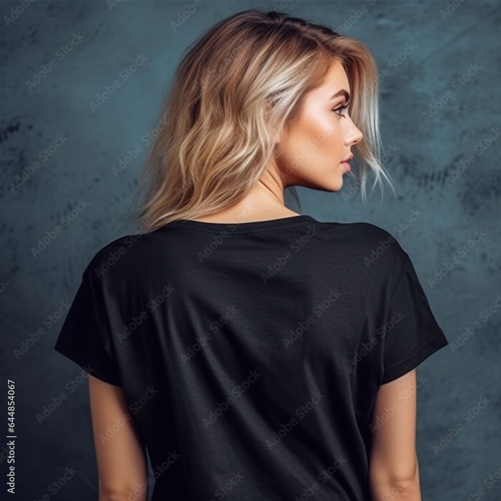 Illustration of a fashion portrait with plain t-shirt mockup, AI Generated Illustration of a fashion portrait with plain t-shirt mockup, AI Generated