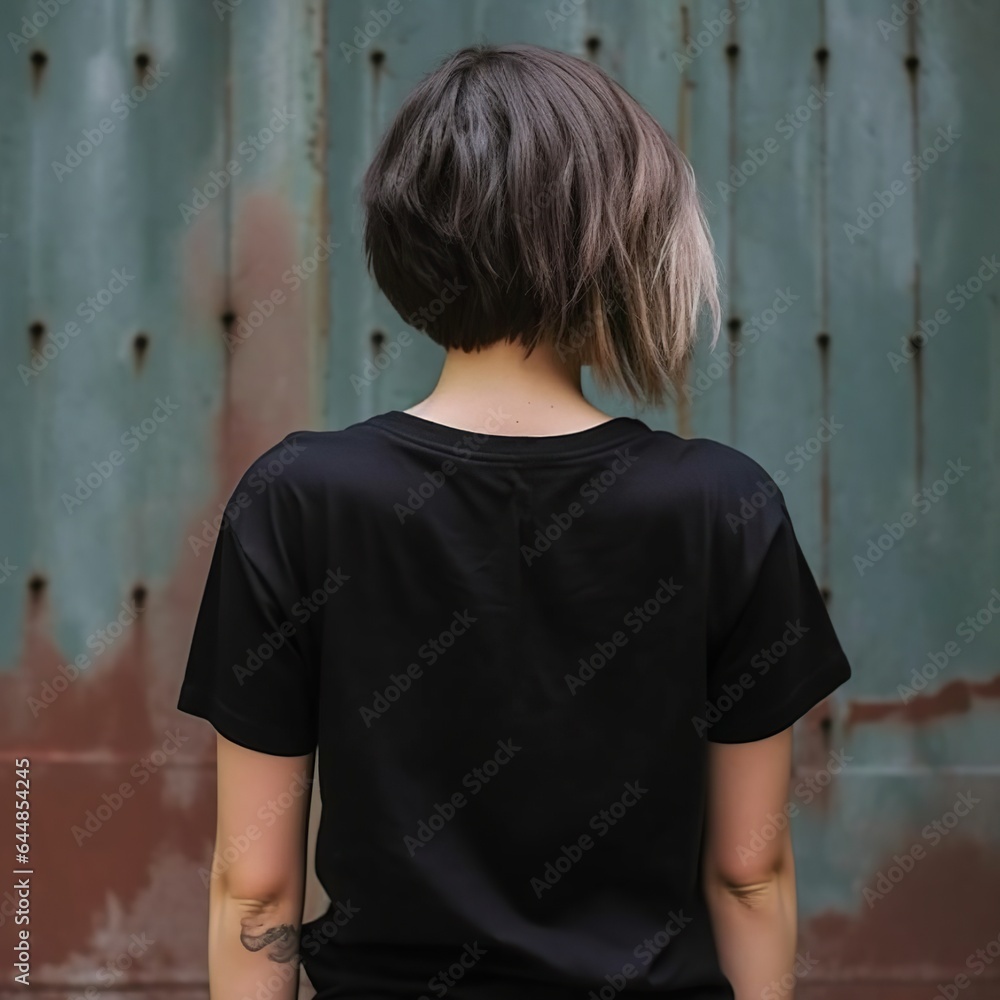Illustration of a fashion portrait with plain t-shirt mockup, AI Generated Illustration of a fashion portrait with plain t-shirt mockup, AI Generated