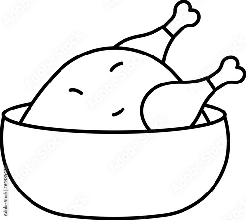 Illustration Of Bowl With Chicken Icon.