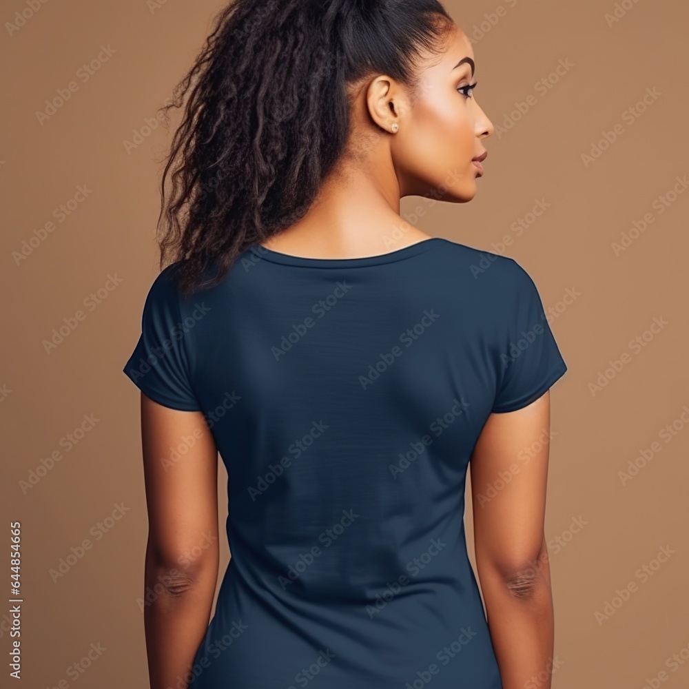 Illustration of a fashion portrait with plain t-shirt mockup, AI Generated Illustration of a fashion portrait with plain t-shirt mockup, AI Generated
