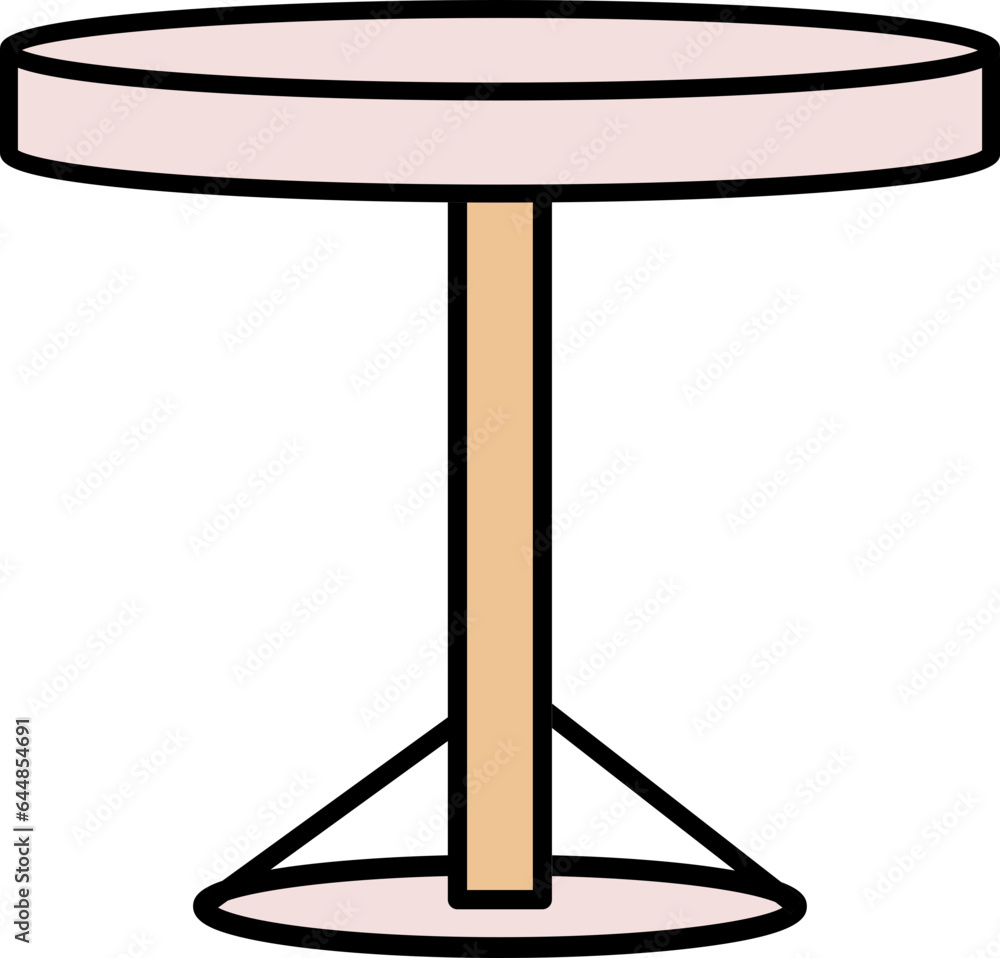 Round Table Icon In Brown And Pink Color. Round Table Icon In Brown And Pink Color.