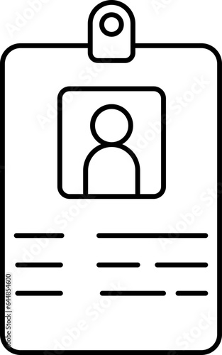 Blank ID Card Icon In Black Linear Style.