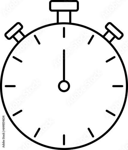 Flat Style Timer Clock Icon In Black Outline.