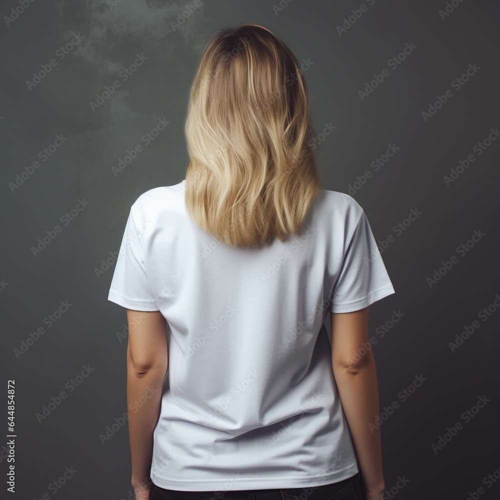 Illustration of a fashion portrait with plain t-shirt mockup, AI Generated Illustration of a fashion portrait with plain t-shirt mockup, AI Generated