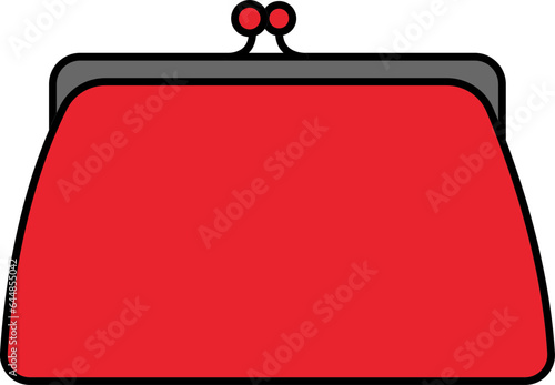 Red Ladies Wallet Icon In Flat Style.