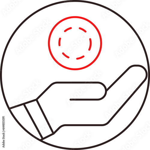 Red And Black Linear Cash Payment Hand In Circle Icon.