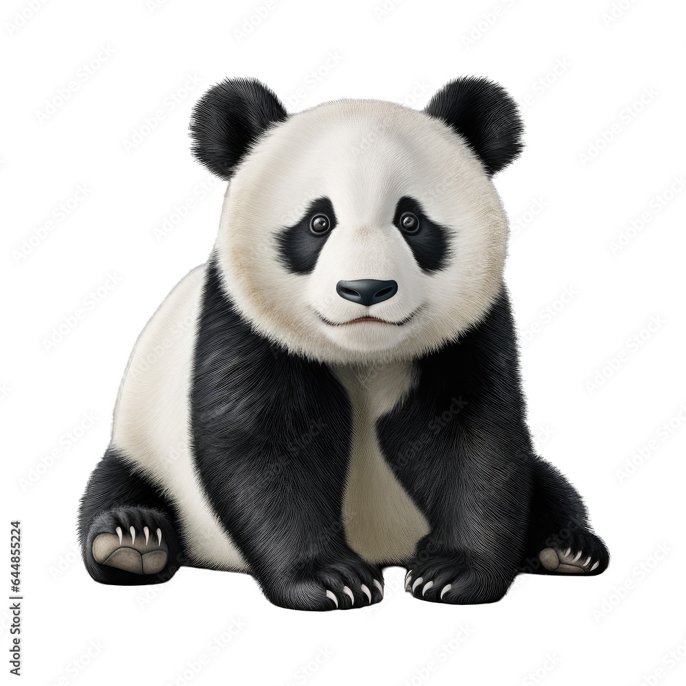 Isolated panda baby bear sitting on a cutout PNG transparent background Isolated panda baby bear sitting on a cutout PNG transparent background