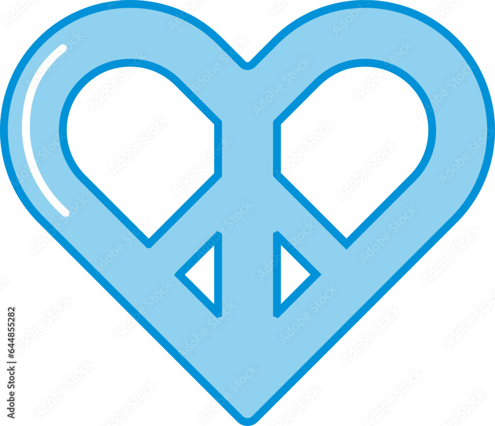 Blue Illustration Of Heart Peace Flat Icon. Blue Illustration Of Heart Peace Flat Icon.
