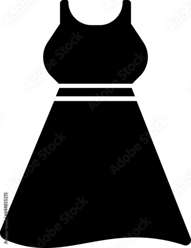 Sleeveless Frock Suit Icon In Black Color.