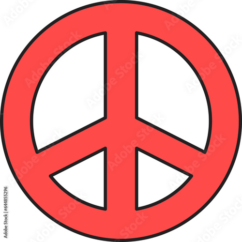 Flat Style Peace Icon In Red Color.