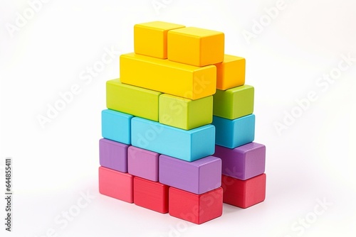 Colorful stackable toy bricks for educational color sorting games and Montessori toddlers activities. Generative AI