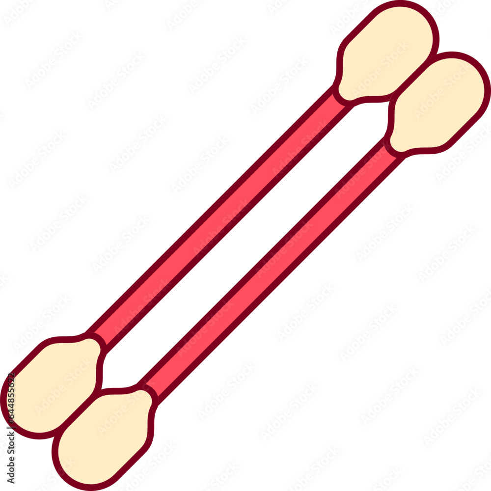 Two Cotton Buds Red And Yellow Icon. Two Cotton Buds Red And Yellow Icon.