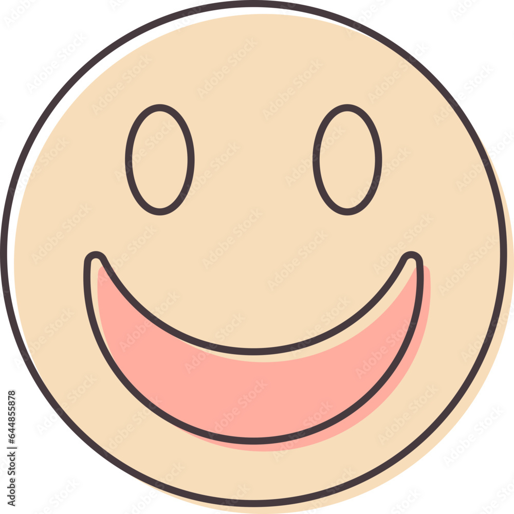 Happy Face Icon In Pink Color. Happy Face Icon In Pink Color.