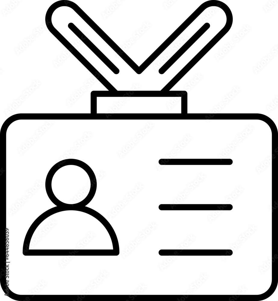 Id Card Icon In Black Line Art. Id Card Icon In Black Line Art.