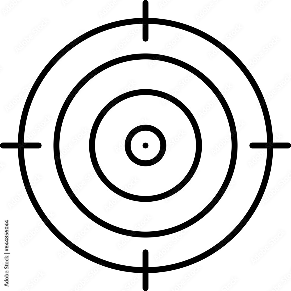 Target Point Icon In Black Line Art. Target Point Icon In Black Line Art.