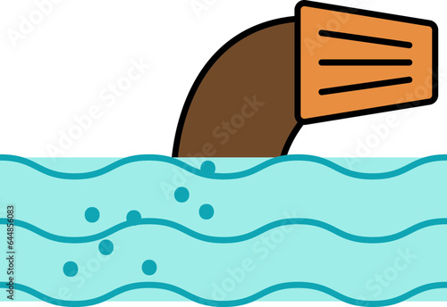 Illustration Of Waste Water In River Colorful Icon.