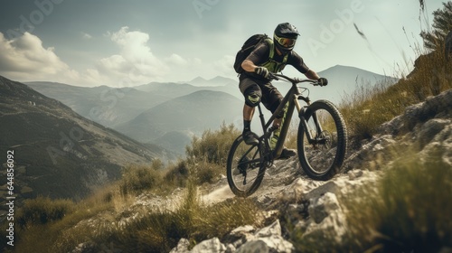Mountain biker going down hill  AI generated Image