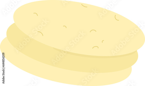Isolated Canai Roti (Flatbread) Icon In Flat Style.