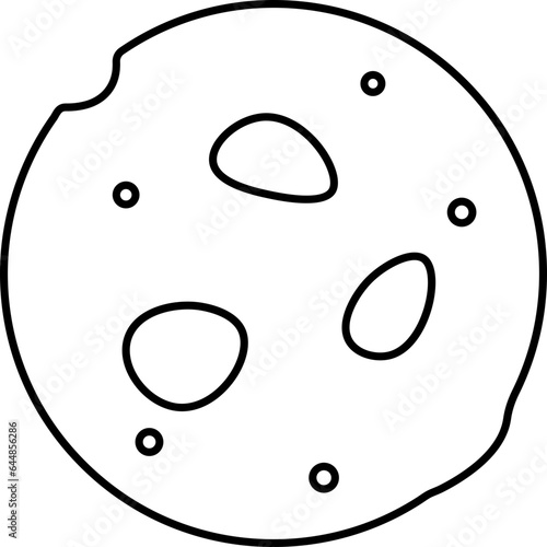 Isolated Canai Roti (Flat Bread) Line Art Icon.