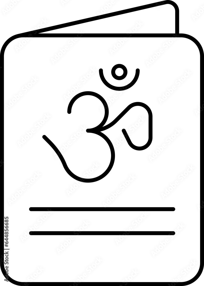 Isolated Om Message Card Icon In Black Outline. Isolated Om Message Card Icon In Black Outline.