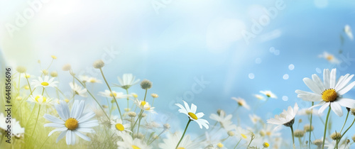 Summer meadow with daisies and sun. Floral background © Faith Stock
