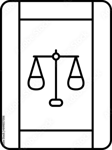 Isolated Law Book Icon In Black Line Art.