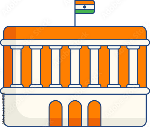 Isolated Parliament House (Sansad Bhavan) Icon In Flat Style. photo