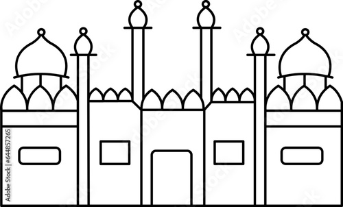 Isolated Red Fort Icon In Black Outline.