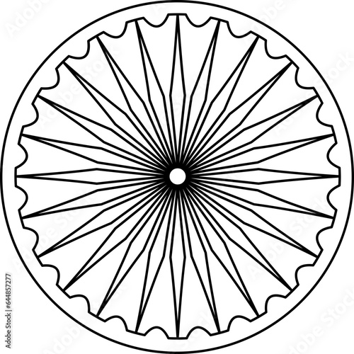 Ashoka Wheel Icon In Line Art.