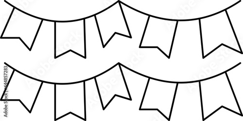 Hanging Bunting Flags Black Stroke Icon.