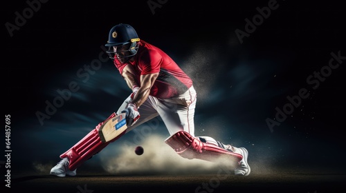 Cricket player hitting the ball, AI generated Image © musa