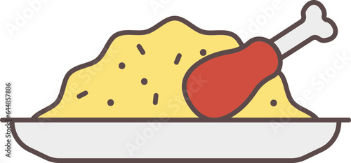 Majboos Dish Plate Flat Icon In Yellow And Red Color.