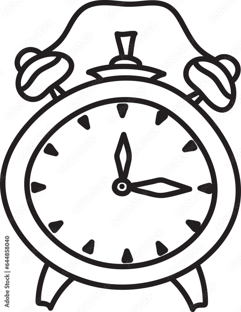 Isolated Alarm Clock Icon In Line Art. Isolated Alarm Clock Icon In Line Art.