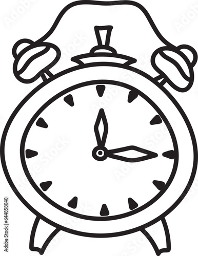 Isolated Alarm Clock Icon In Line Art.