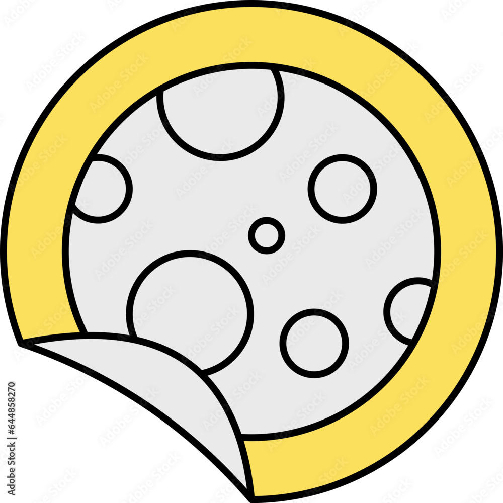 Fototapeta premium Flat Style Moon Sticker Grey And Yellow Icon.