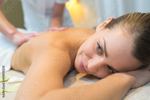 beautiful smiling woman before massage