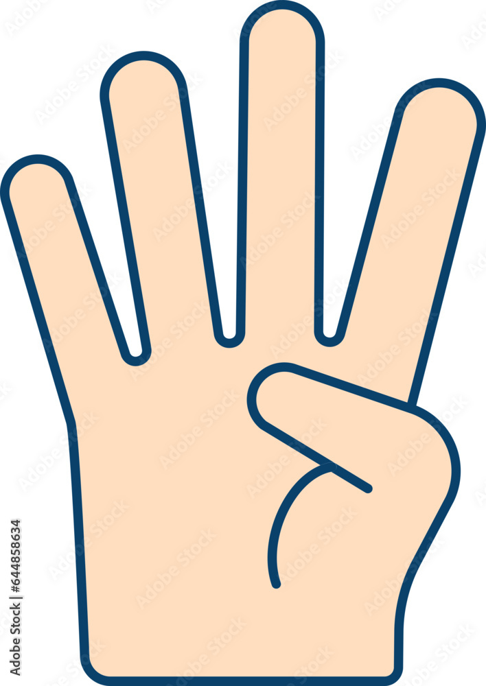 Obraz premium Peach Illustration Of Four Finger Showing Hand Icon.