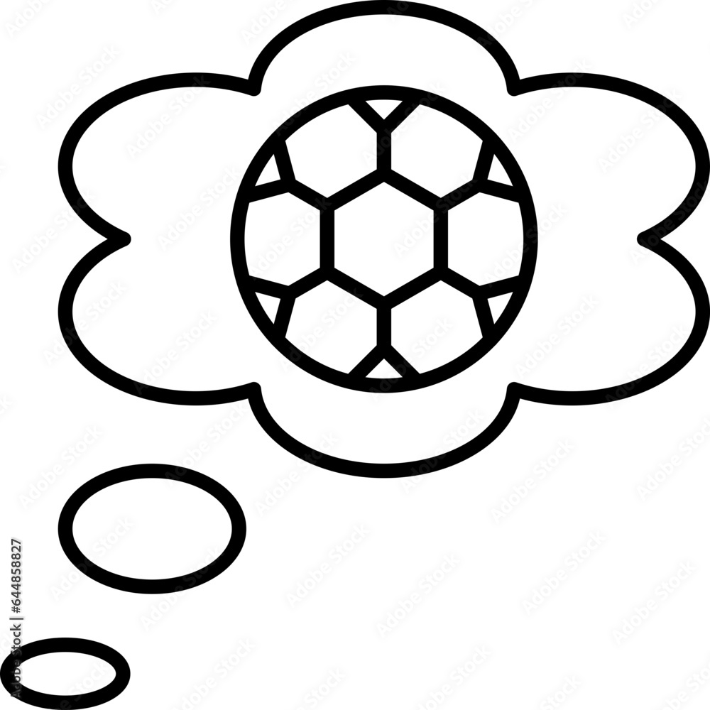 Fototapeta premium Soccer Think Or Speech Bubble Black Outline Icon.