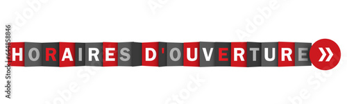 HORAIRES D'OUVERTURE (OPENING HOURS) red and gray vector web button