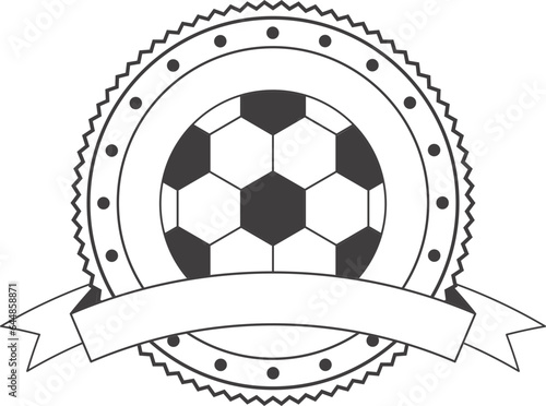 Doodle Football Badge Or Label Element On White Background.