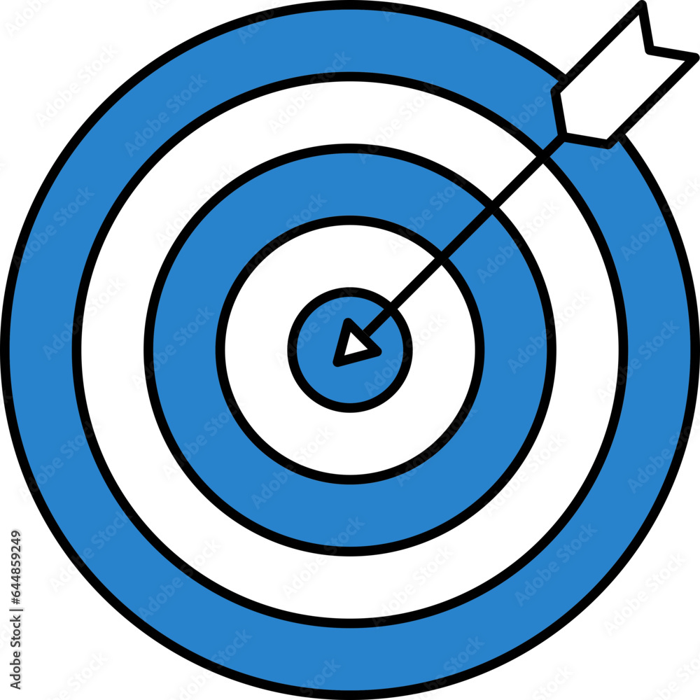 Archery Board With Hit Arrow Blue And White Icon. Archery Board With Hit Arrow Blue And White Icon.