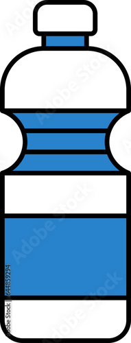 Blue And White Drink Bottle Icon Or Symbol.